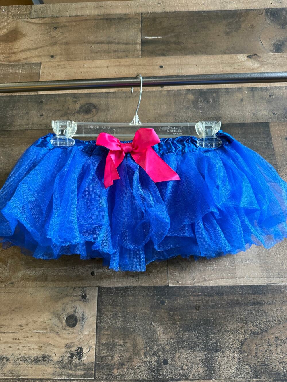 Royal Blue Tulle Tutu Skirt w/ Hot Pink Satin Ribbon Bow-Costume Dance/ Cosplay
